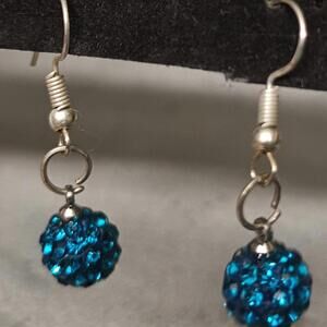BUNDLE ONLY Vintage Sparkling Blue Color Crystal Stud Disco Ball Earrings New